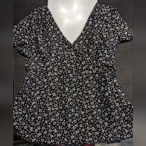 Short black floral dress size 14